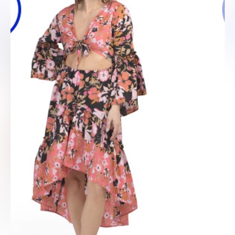 Maxi Floral Tie-Front Dress small